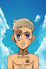 Lil Peep x Demon Slayer Cartoon Poster