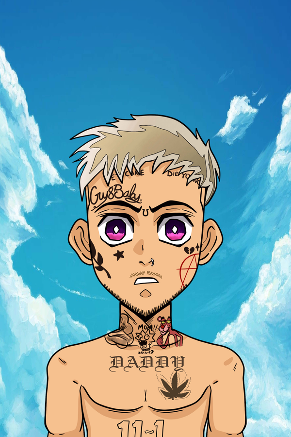 Lil Peep x Demon Slayer Cartoon Poster