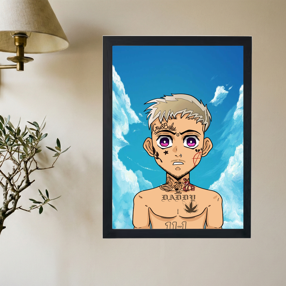 Lil Peep x Demon Slayer Cartoon Poster - Mockup 2