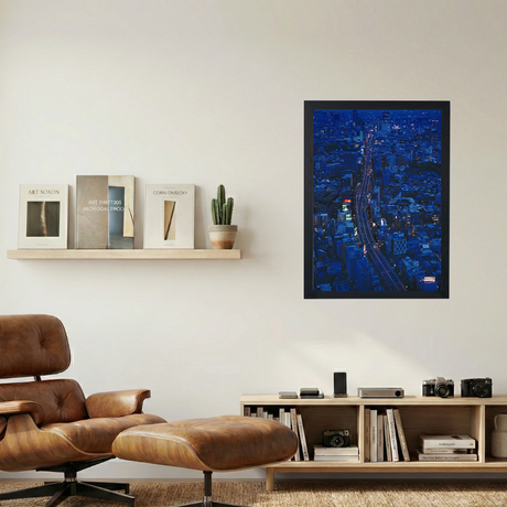 Blue Nights City Lights Poster - Mockup 1
