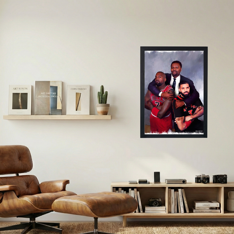 J Prince x Kanye West x Drake 'FREE LARRY' Painting Poster - Mockup 1