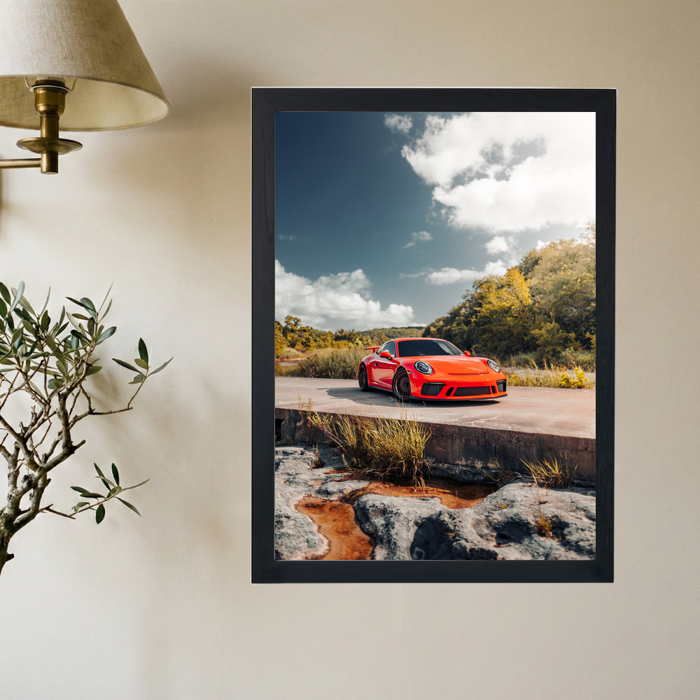 Porsche 911 'Exotic Orange' Poster - Mockup 2