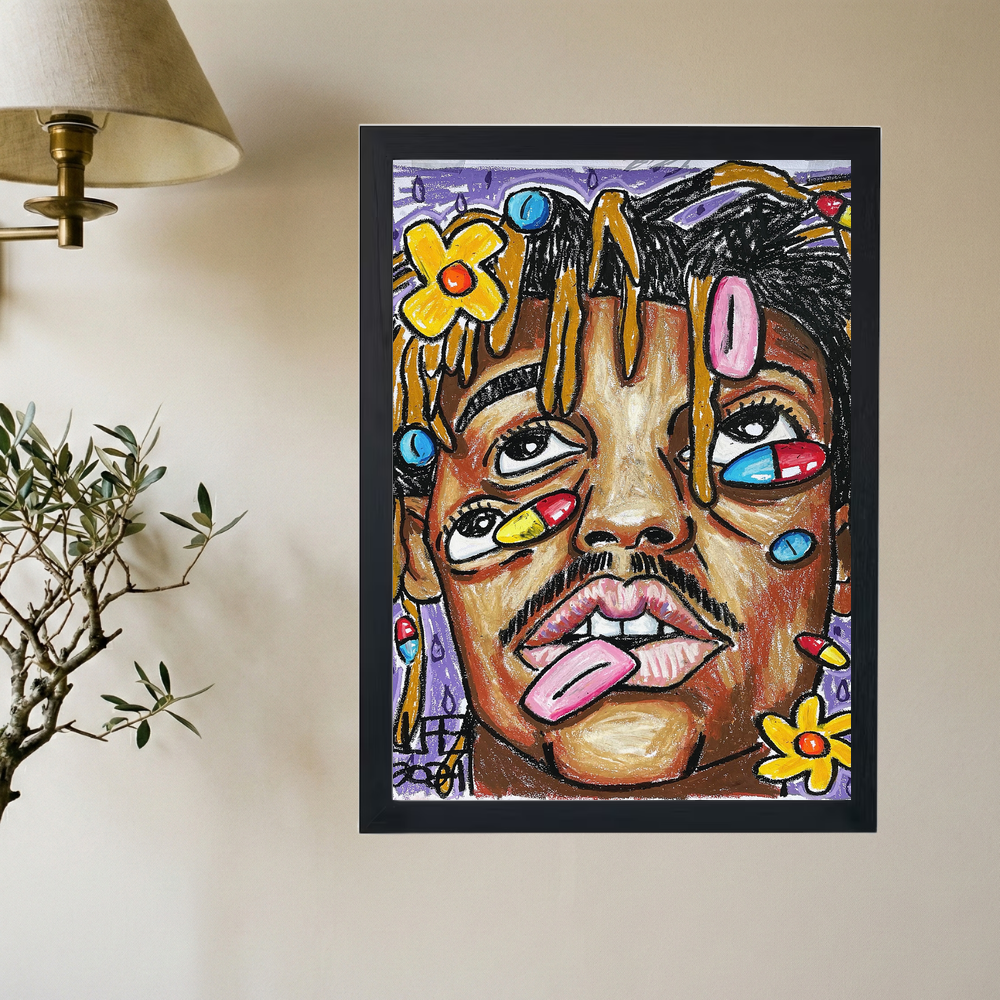 Juice Wrld '3 Eyes' Pastel Poster - Mockup 2