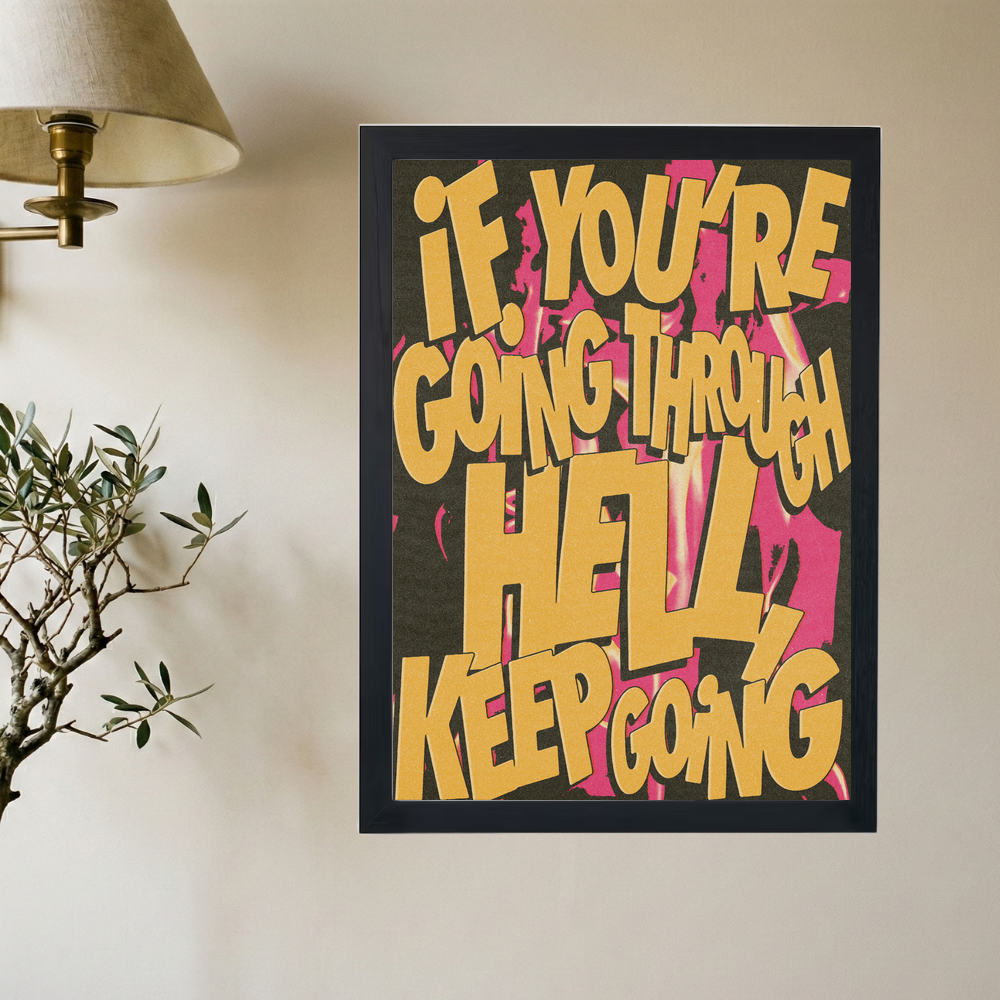 Keep Going 'Motivation' Yellow Poster - Mockup 2