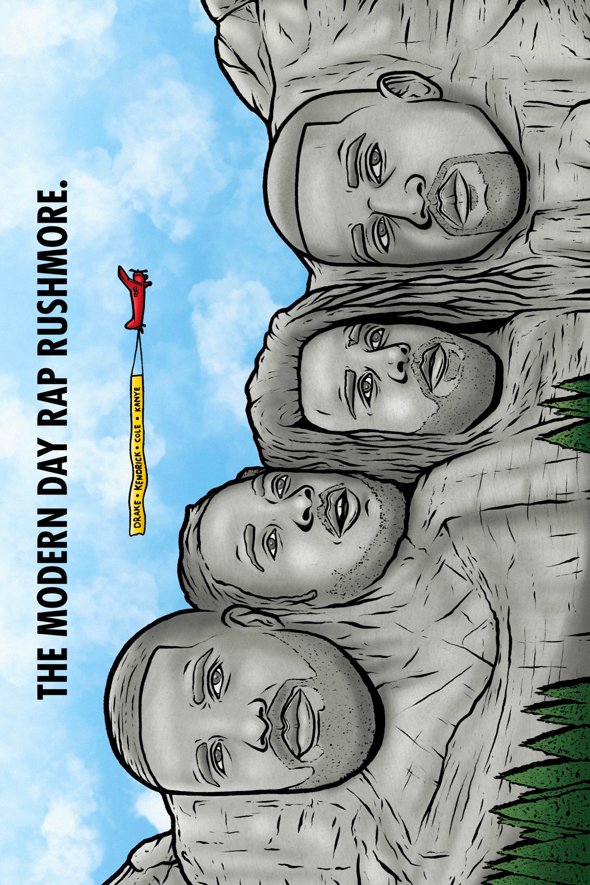 Drake x Kendrick x J Cole x Kanye 'RUSHMORE' Poster