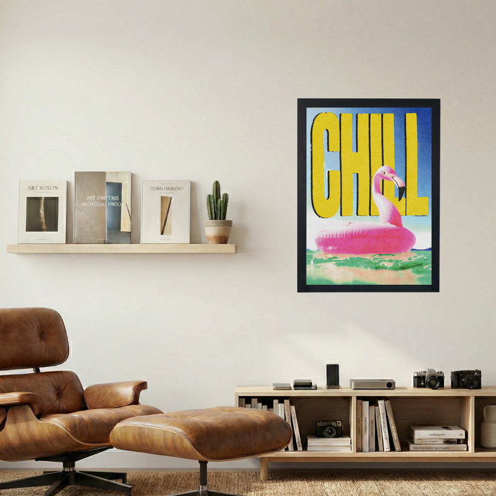 Flamingo Inflated 'CHILL' Poster - Mockup 1