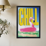 Flamingo Inflated 'CHILL' Poster - Mockup 2