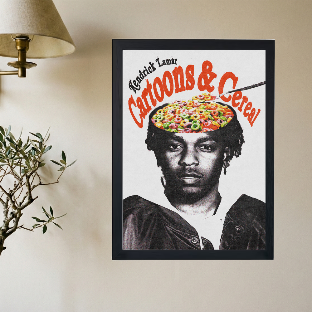 Kendrick Lamar 'Cartoons and Cereal' Poster - Mockup 2