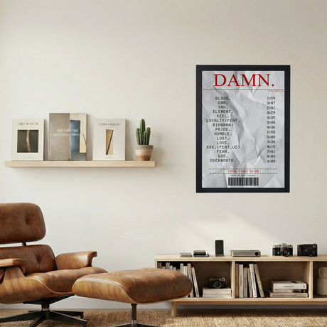 Kendrick Lamar 'DAMN. Receipt Tracklist' Poster - Mockup 1