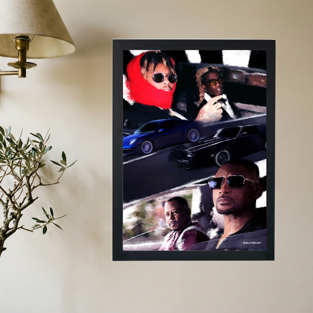 Juice WRLD x Young Thug x Will Smith 'Bad Boys' Painting Poster - Mockup 2