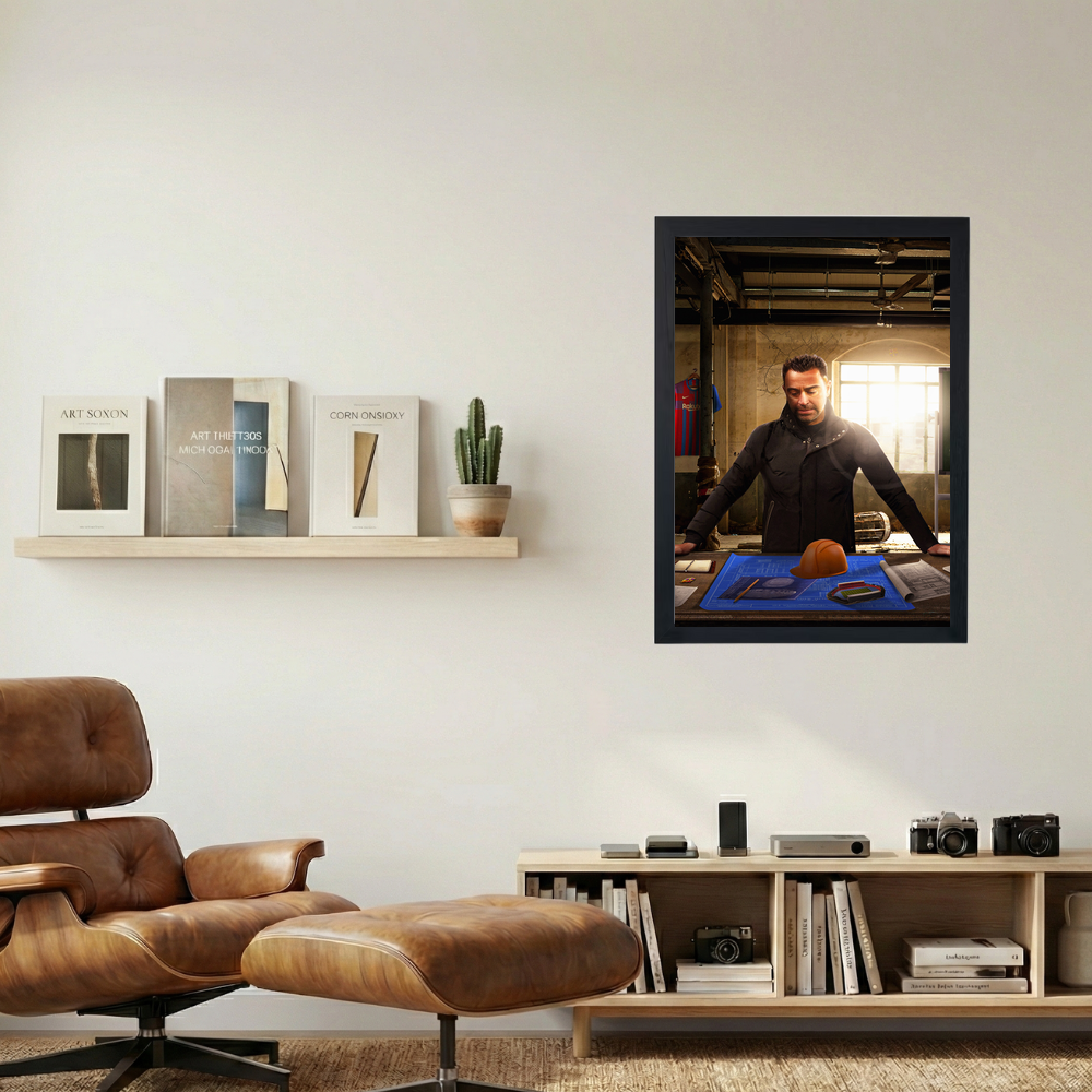 Xavi Hernandez 'Barca Blueprint Poster - Mockup 1
