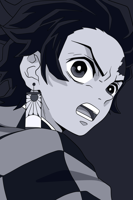 Demon Slayer x Tanjiro Kamado B&W Poster
