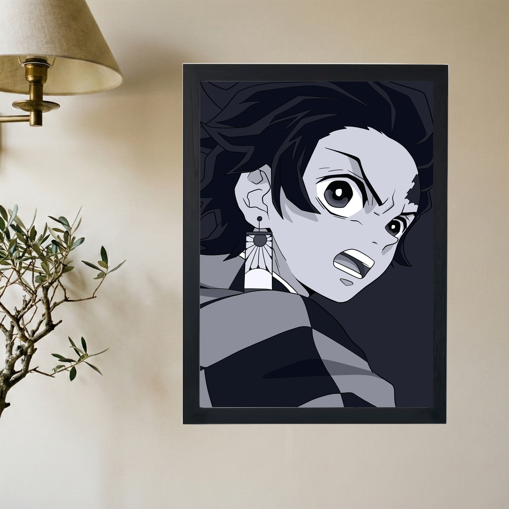 Demon Slayer x Tanjiro Kamado B&W Poster - Mockup 2
