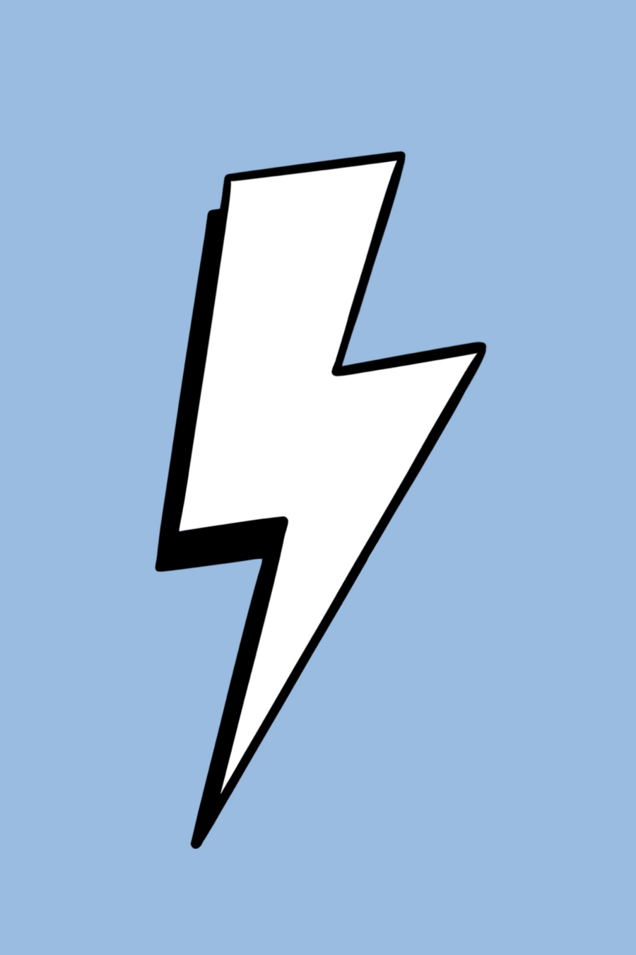 Lightning Bolt Poster, shown hanging above a console table
