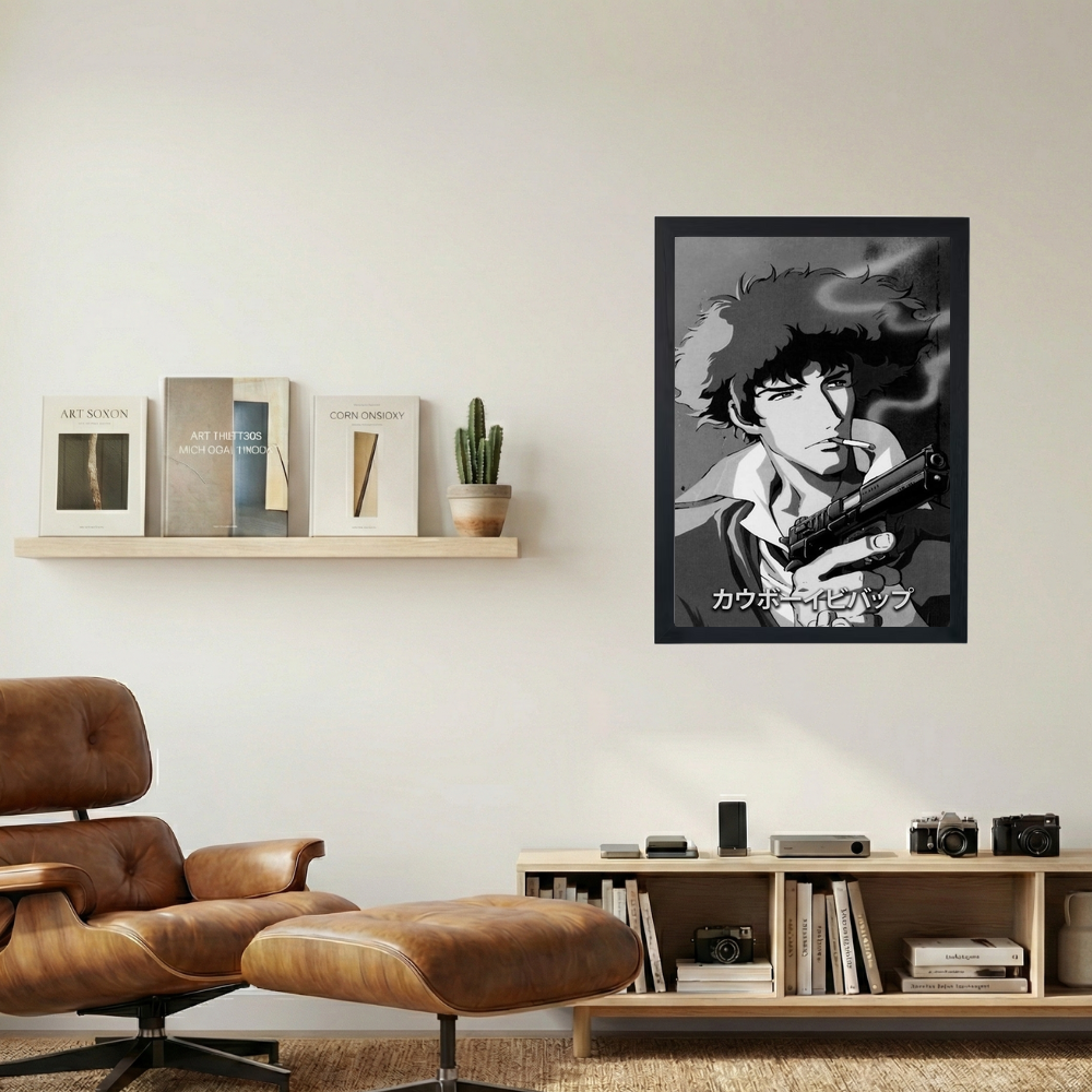 Cowboy Bebop x Spike Spiegel B&W Poster - Mockup 1
