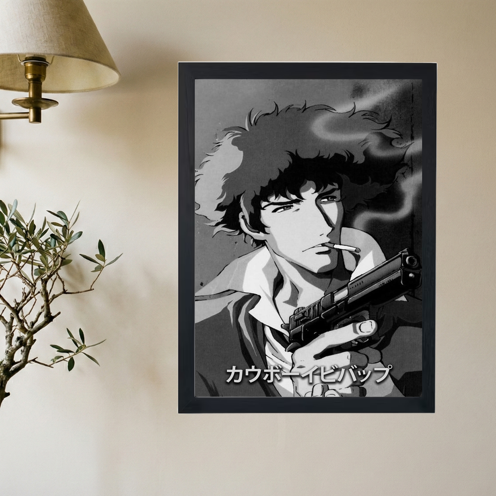 Cowboy Bebop x Spike Spiegel B&W Poster - Mockup 2