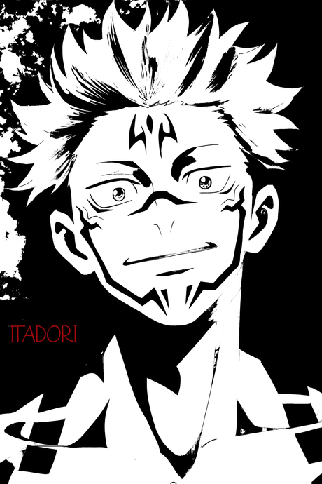 Jujutsu Kaisen x Yuji Itadori B&W Poster