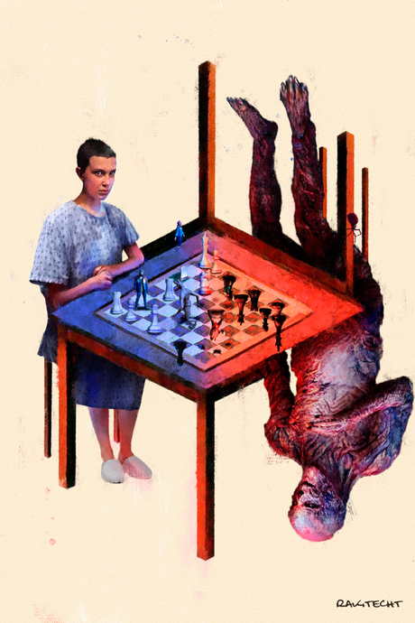Stranger Things 'Upside Down Chess' Painting Poster