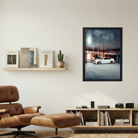 BMW e46 M3 'All White Lights' Poster - Mockup 1