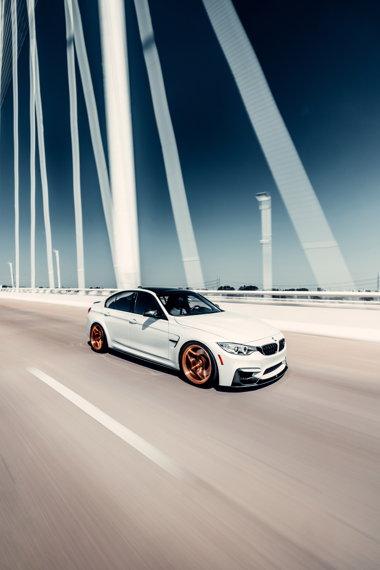 BMW M3 'White Car Bronze Rims' Poster