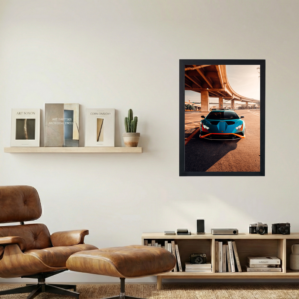 Lamborghini Huracan STO 'Blue Shadow Bridge' Poster - Mockup 1
