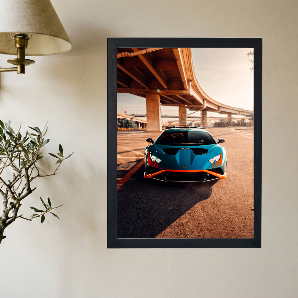 Lamborghini Huracan STO 'Blue Shadow Bridge' Poster - Mockup 2