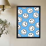 Blue 'Smilies' Poster - Mockup 2