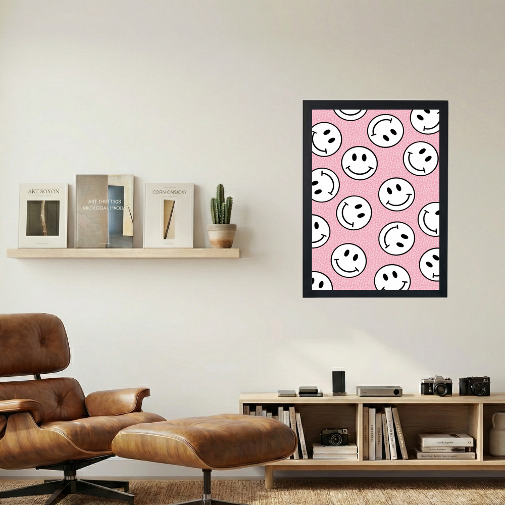 Pink 'Smilies' Poster - Mockup 1