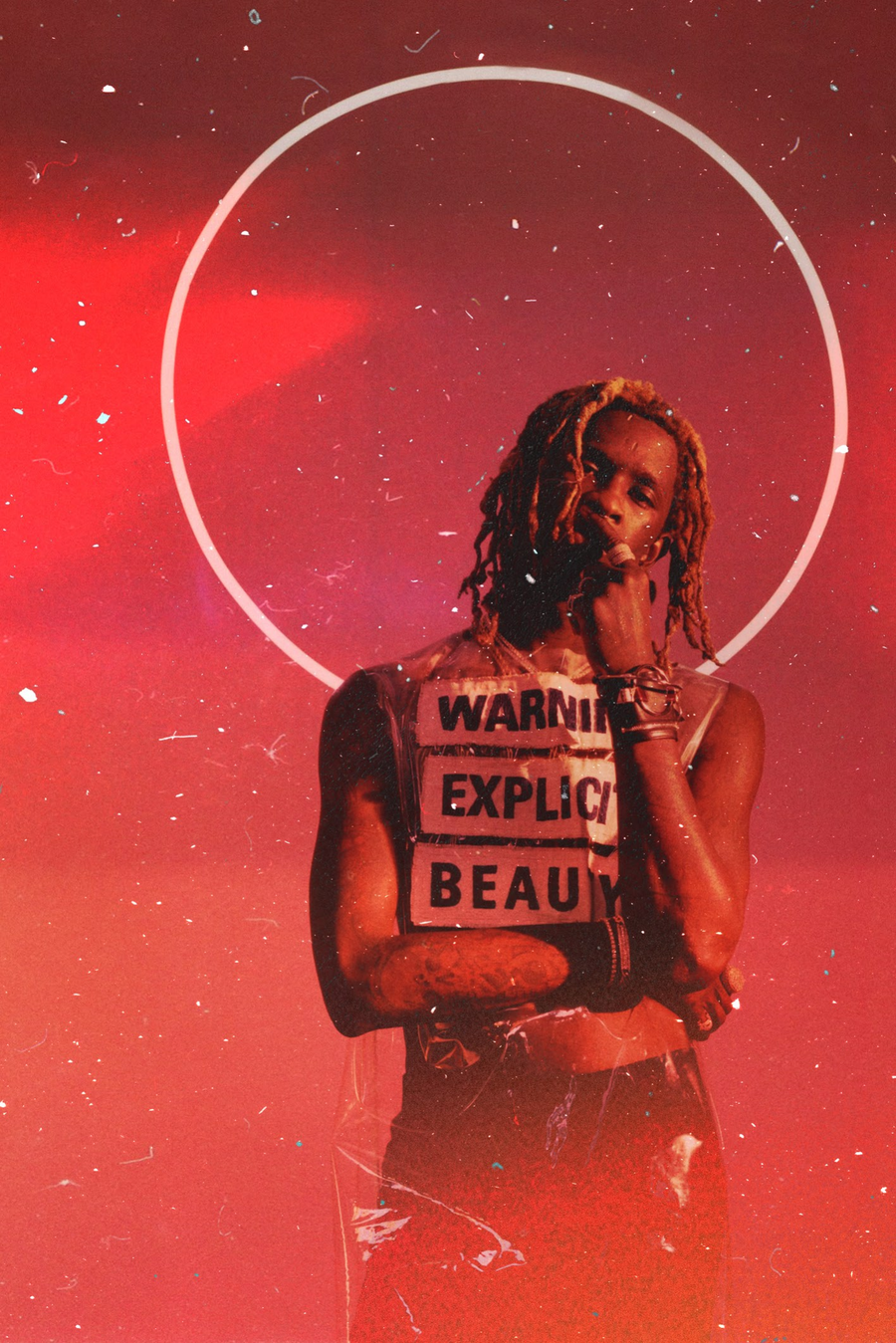 Young Thug 'Red Circle' Poster, shown hanging above a console table