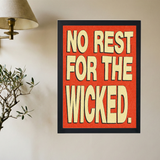 No Rest For The Wicked' Poster - Mockup 2