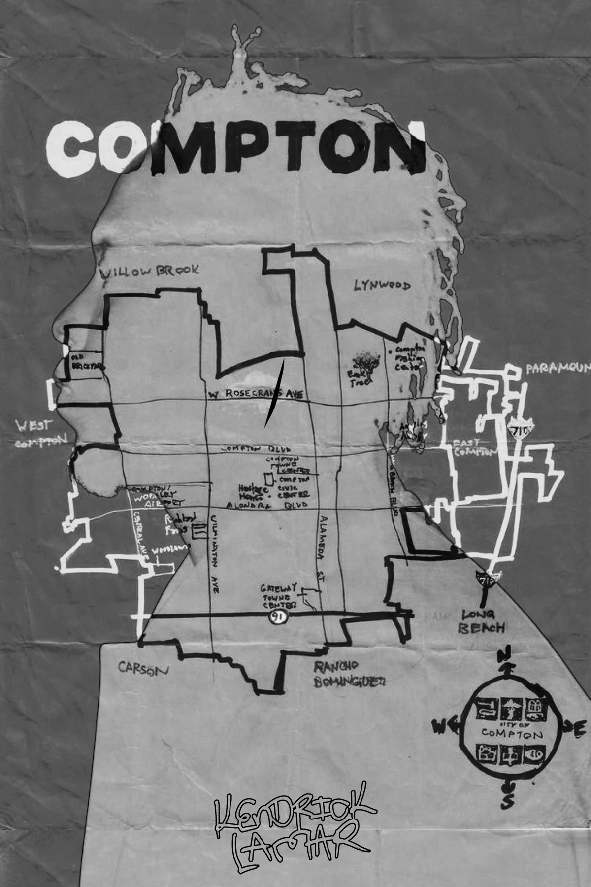 Compton Colorful Map Kendrick Lamar 'Map of Compton' Poster – PRNTD