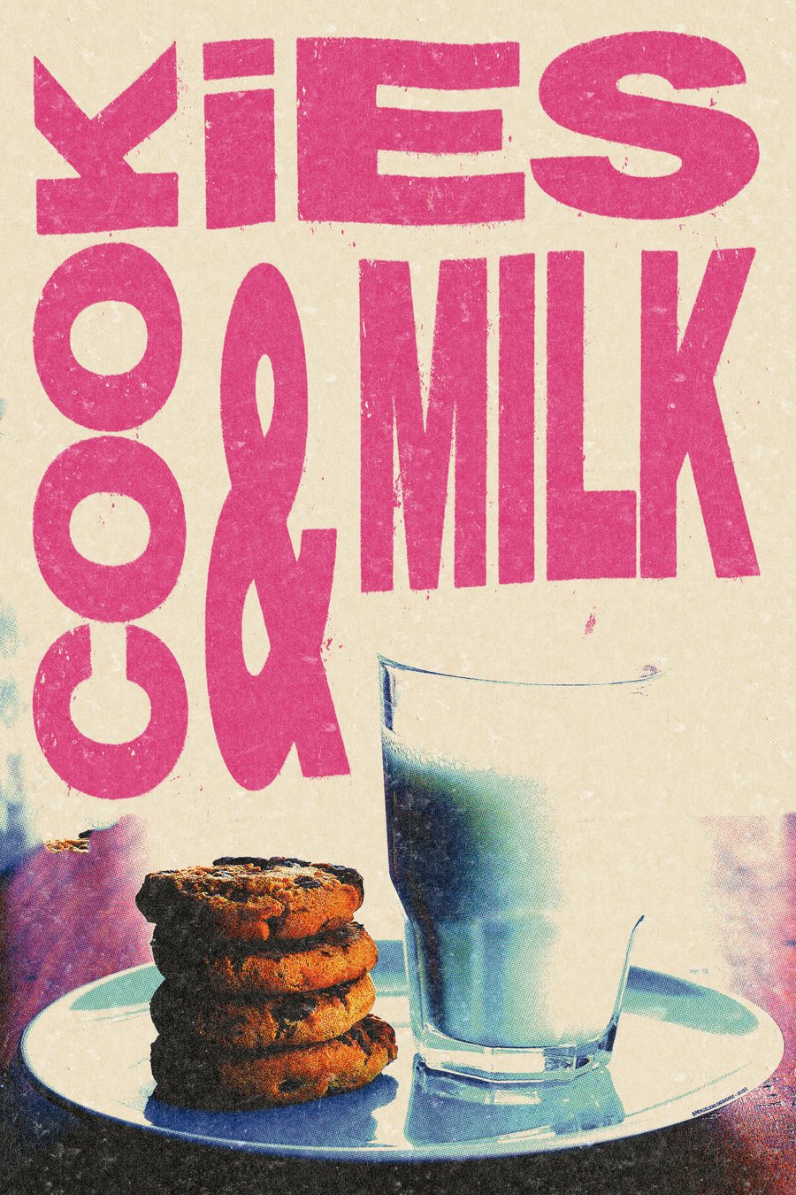 Cookies & Milk' Poster, shown hanging above a console table