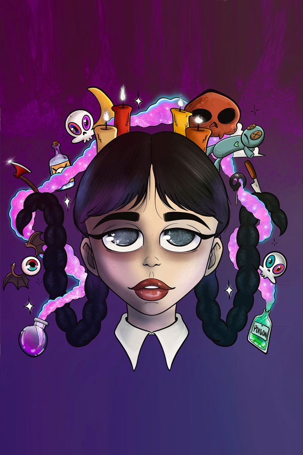 Wednesday Adams Cartoon Poster
