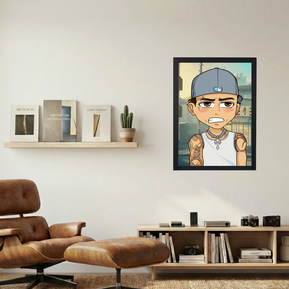Central Cee 'Ball Cap' Anime Poster - Mockup 1