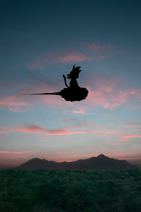 Goku 'Nimbus Cloud Mountains' Poster - Mockup 1