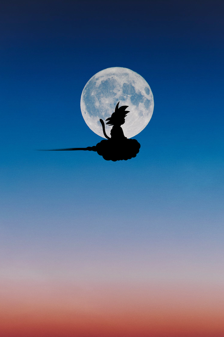 Goku 'Nimbus Cloud Moon Blue' Poster - Mockup 1