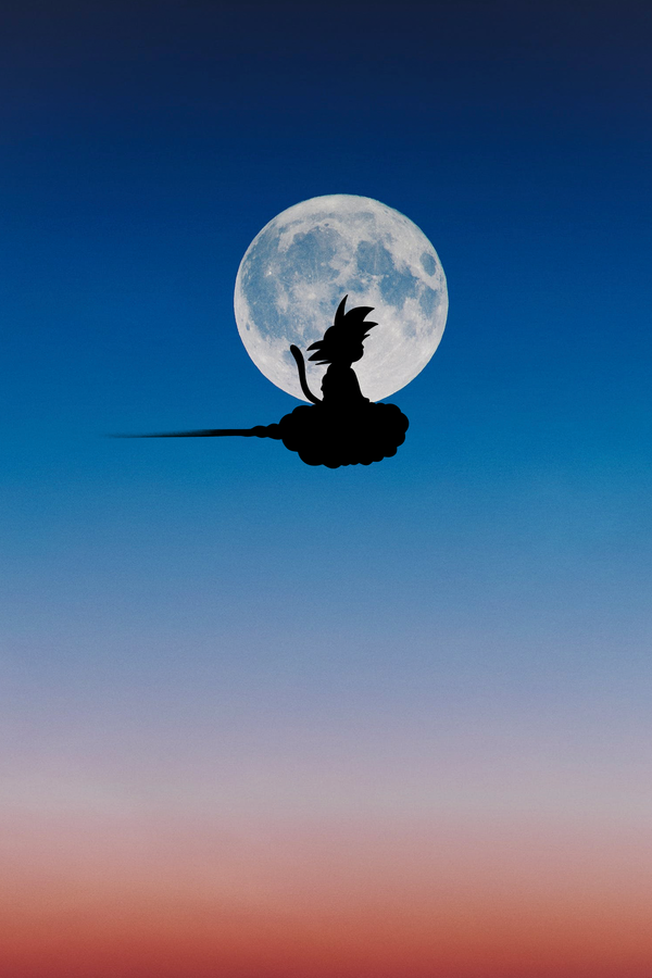 Goku 'Nimbus Cloud Moon Blue' Poster - Mockup 1