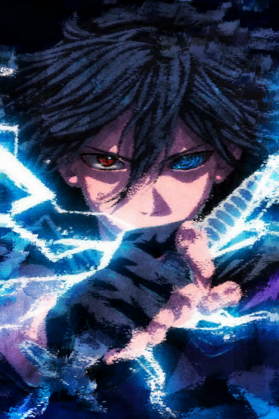 Sasuke Oil Painting' Poster, shown hanging above a console table