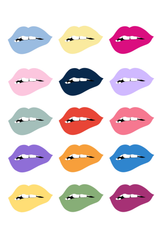 Multicolor 'Lips' Collage Poster