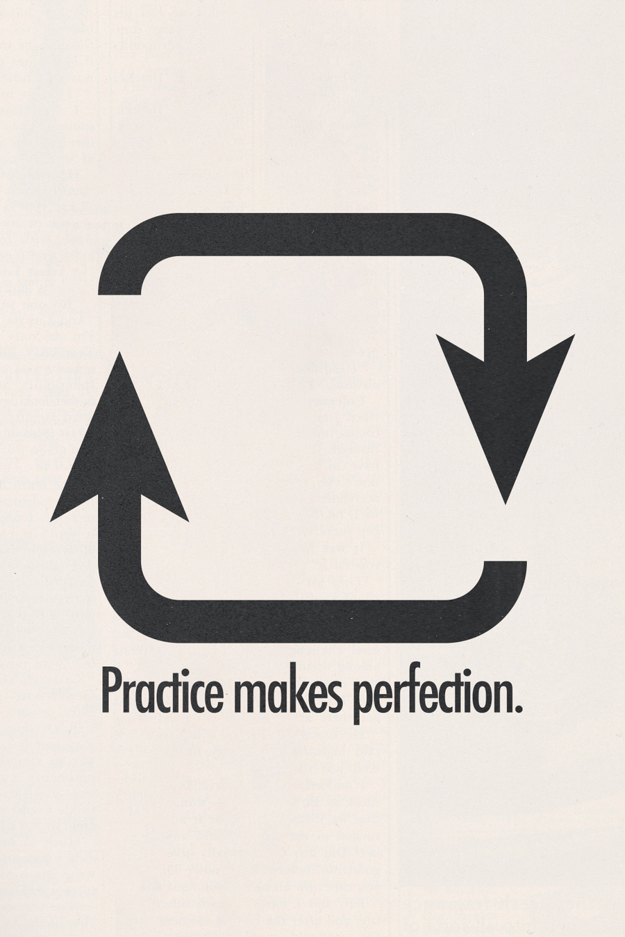Practice Makes Perfection' Poster, shown hanging above a console table