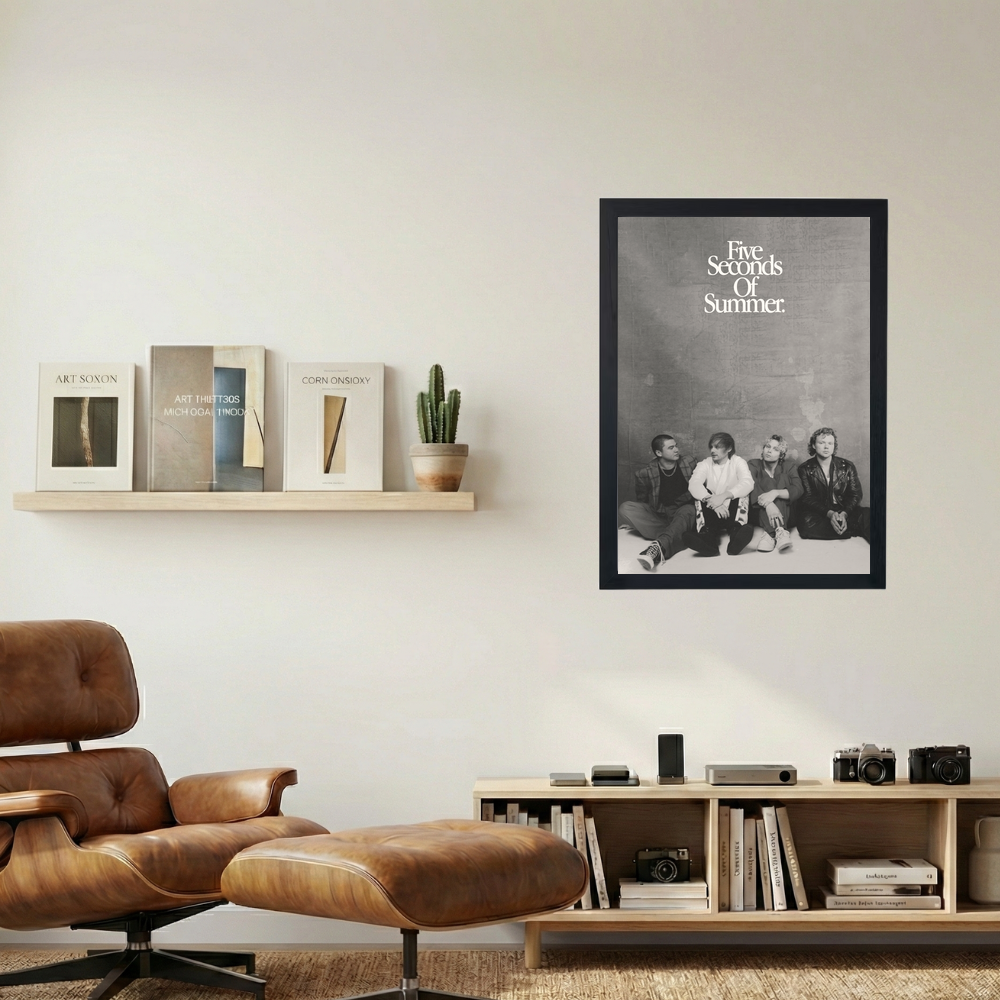5 Seconds Of Summer B&W Poster - Mockup 1