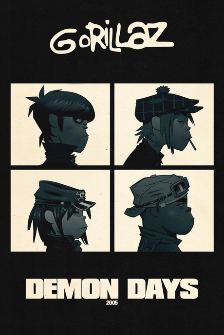 Gorillaz 'Demon Days' B&W Poster