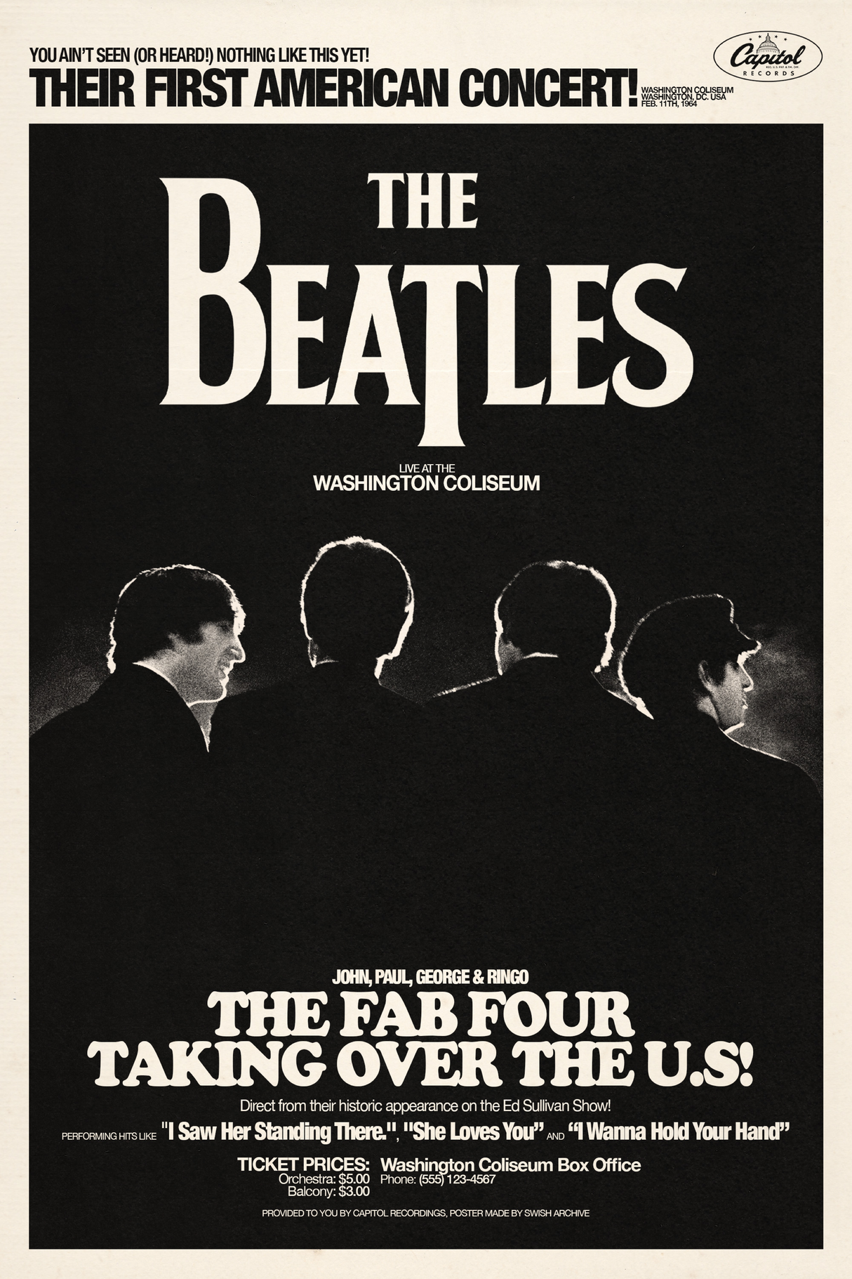 The Beatles 'Fab Four Takes U.S.' Poster
