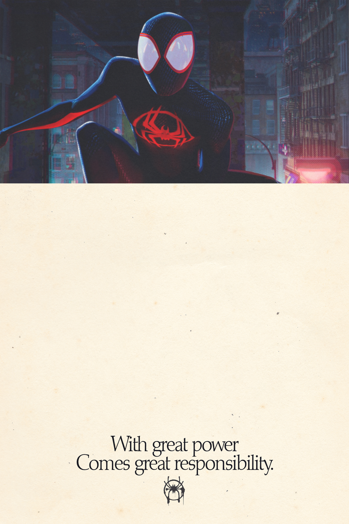 Spiderman x Miles Morales 'Great Responsiblity' Poster - Mockup 1