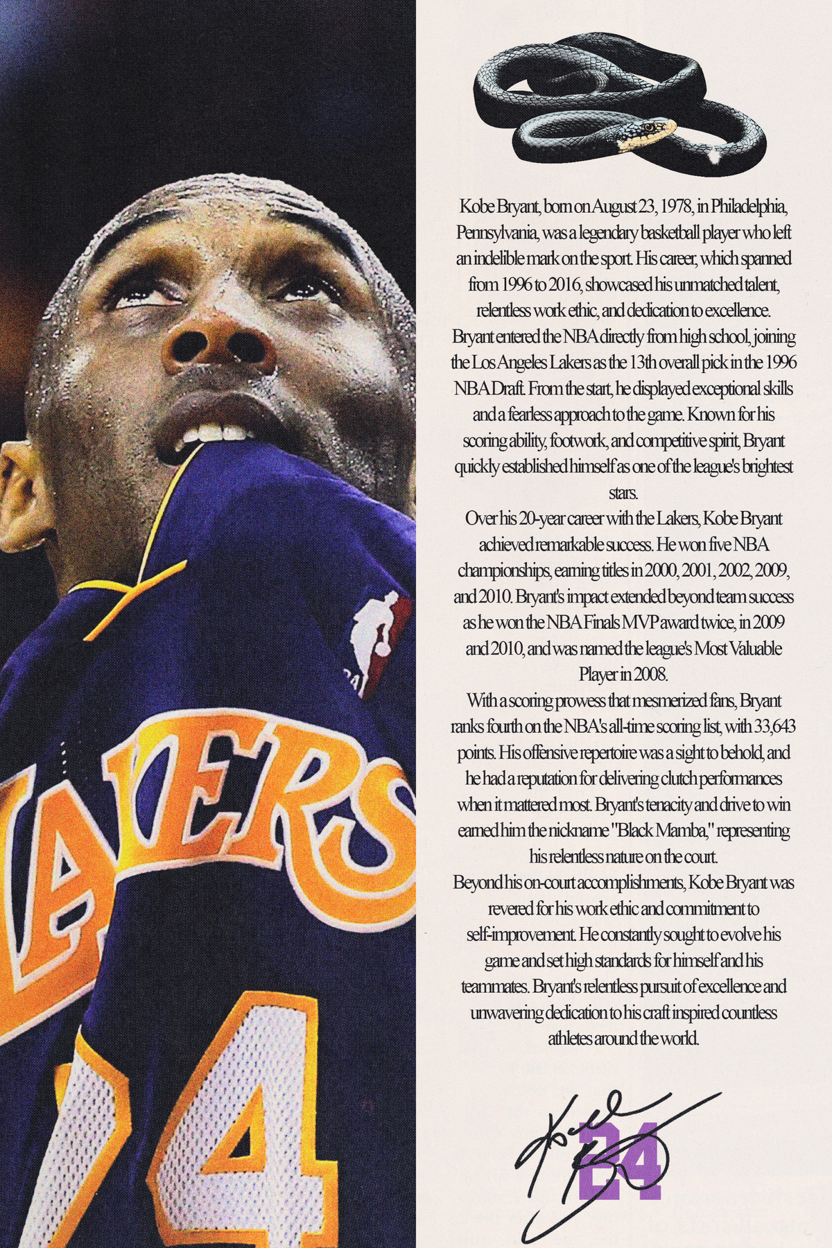 Kobe Bryant 'Biography' Poster