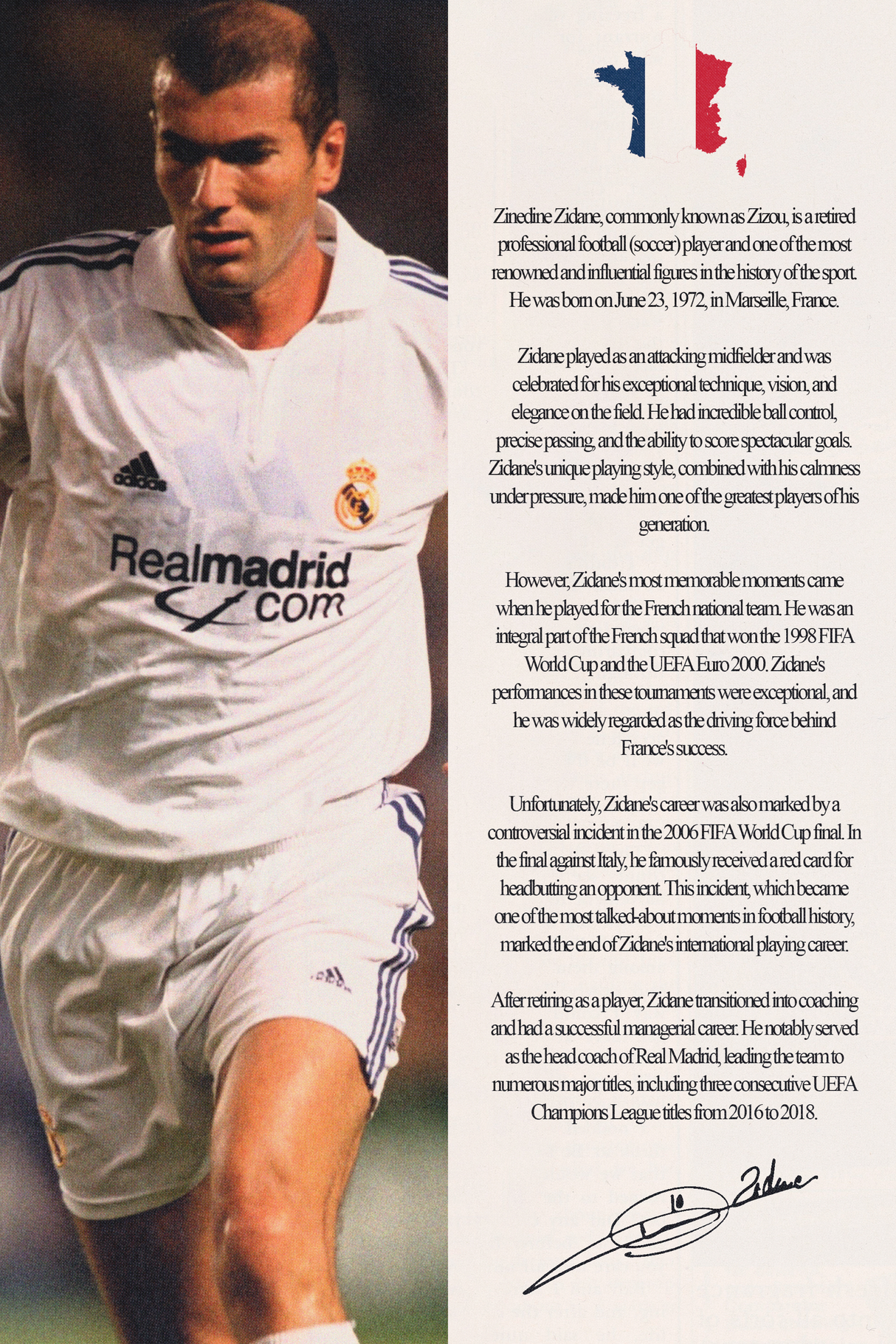 Zinedine Zidane 'Biography' Poster