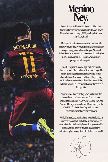 Neymar Jr 'Biography' Poster