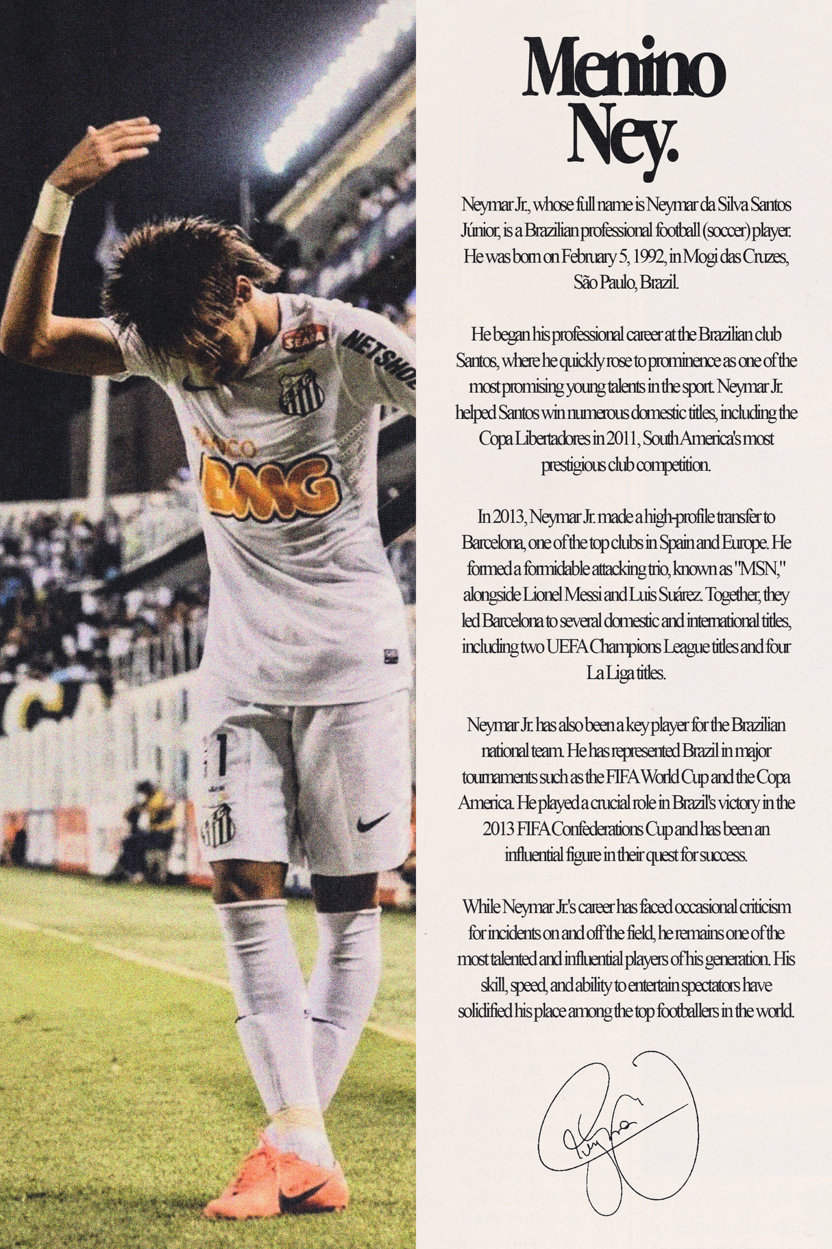 Neymar Jr 'Biography' Poster V2