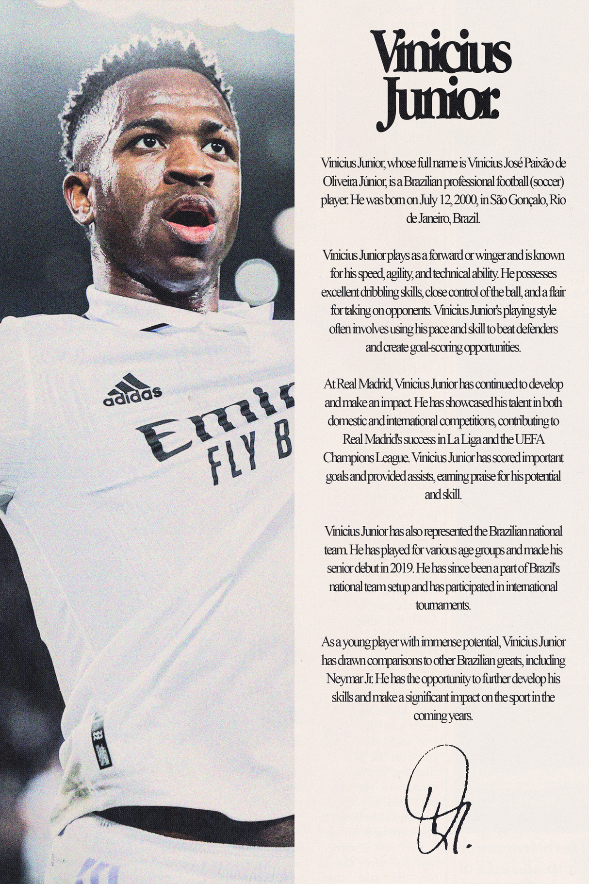 Vinicius Junior 'Biography' Poster