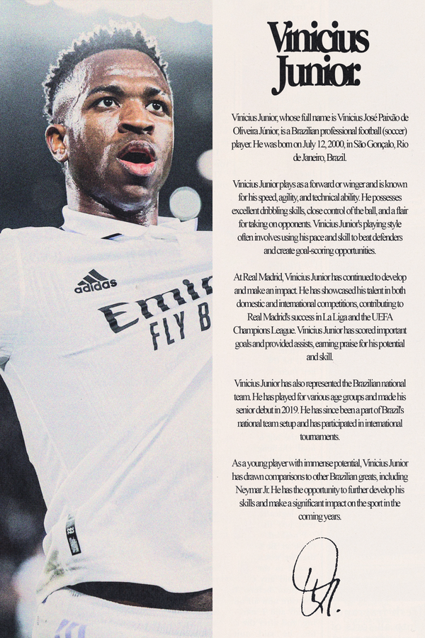 Vinicius Junior 'Biography' Poster